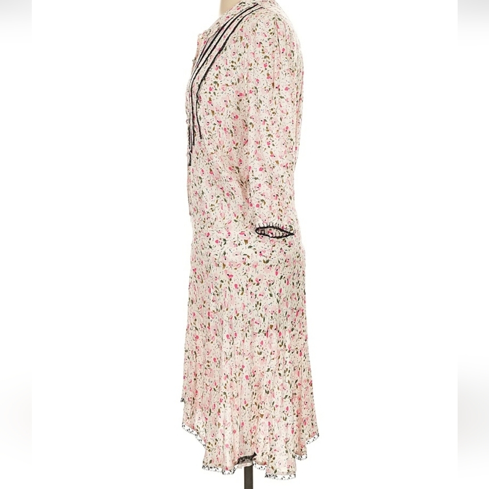 Zadig & Voltaire Raspail Print Floral Crinkle Peasant Boho Dress XS - Picture 4 of 5